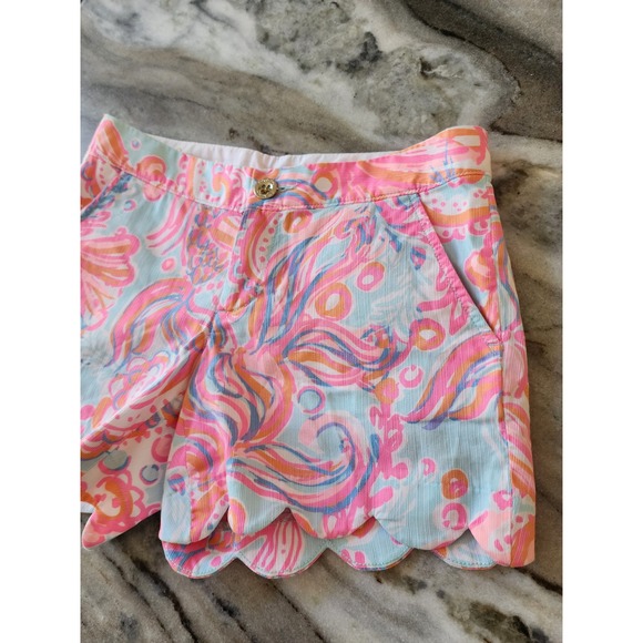 Lilly Pulitzer Buttercup Scalloped Hem Shorts Size‎ 00 Colorful Patterned - Picture 3 of 11
